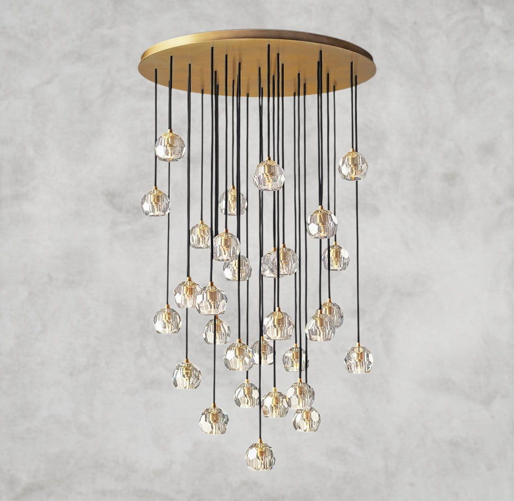 Boule De Cristal Clear/ Smoke Glass Round Cluster Chandelier 14", 19", 24", 30", 40"